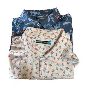 [Lot Of 2] Roundtree & Yorke Performance Golf Polo Shirt Mens XLT AOP